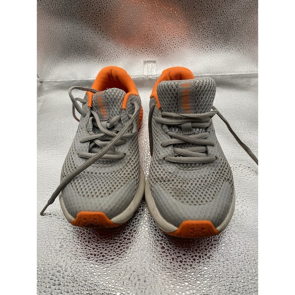 Under Armour Other - Under Armour Charged Rogue Kids Gray Orange Athletic Shoes Lace Up US 4Y